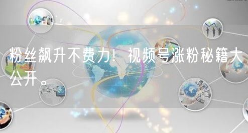 粉丝飙升不费力!视频号涨粉秘籍大公开。